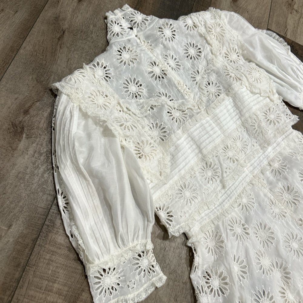 Isabel Marant Dysart silk blend broderie anglaise dress in off white - Picture 7 of 8